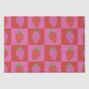 Mooie geruite roze en rode aardbeien patroon tissuepapier
