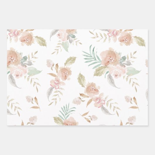 mooie geschilde waterverf zachte bloemen inpakpapier vel (Voorkant)