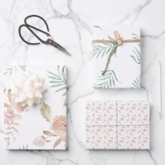 mooie geschilde waterverf zachte bloemen inpakpapier vel (Voorkant)