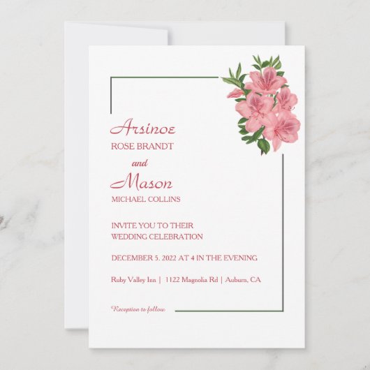 Mooie geschilderde Hibiscus bruiloft Kaart (Voorkant)