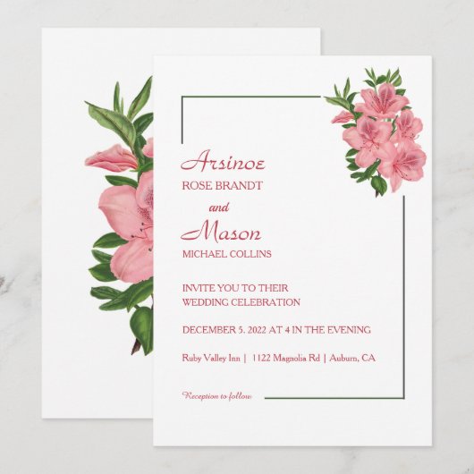 Mooie geschilderde Hibiscus bruiloft Kaart (Voorkant / Achterkant)