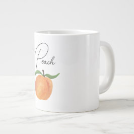 Mooie Geschilderde Perzik Fruit Illustratie Grote Koffiekop