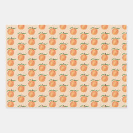 Mooie Geschilderde Perzik Fruit Illustratie Inpakpapier Vel