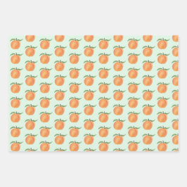 Mooie Geschilderde Perzik Fruit Illustratie Inpakpapier Vel