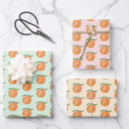 Mooie Geschilderde Perzik Fruit Illustratie Inpakpapier Vel