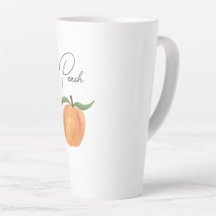 Mooie Geschilderde Perzik Fruit Illustratie Latte Mok
