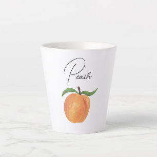 Mooie Geschilderde Perzik Fruit Illustratie Latte Mok