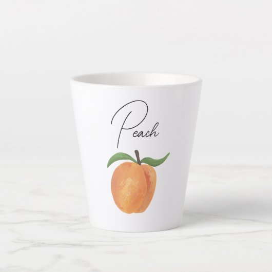 Mooie Geschilderde Perzik Fruit Illustratie  Latte Mok (Voorkant)