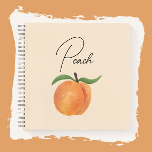 Mooie Geschilderde Perzik Fruit Illustratie Notitieboek
