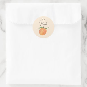 Mooie Geschilderde Perzik Fruit Illustratie Ronde Sticker