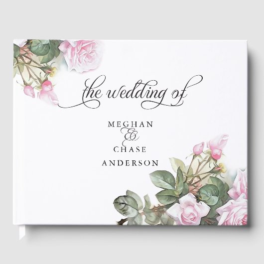 Mooie geschilderde roze rozen  BarefootBride™ Gastenboek (Voorkant)