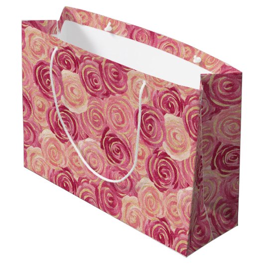 Mooie Geschilderde Rozen Print Grote Cadeautas (Achterkant Gekanteld)