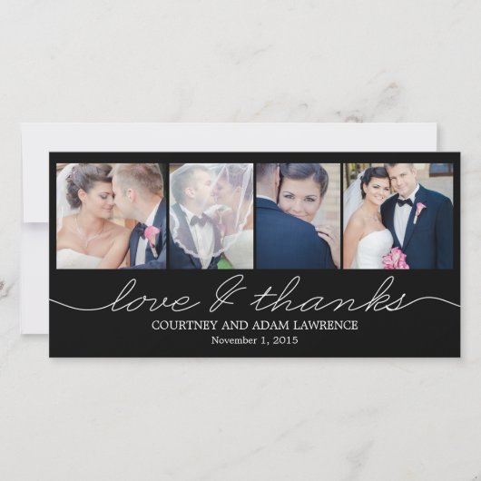 Mooie geschreven trouw-troostkaarten - Zwart Bedankkaart (Voorkant)