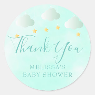Mooie geslacht neutrale babyshower bedankbriefjes ronde sticker