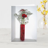 Mooie gesneden rode vaas kaart (Gele Bloem)