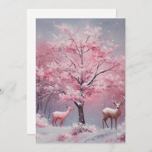 Mooie  gestileerde roze kerst Kaart (Voorkant / Achterkant)