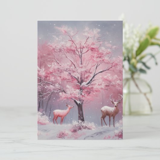 Mooie  gestileerde roze kerst Kaart (Staand voorkant)