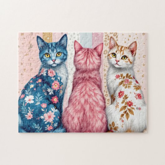 Mooie Gestreepte Katten Legpuzzel (Horizontaal)