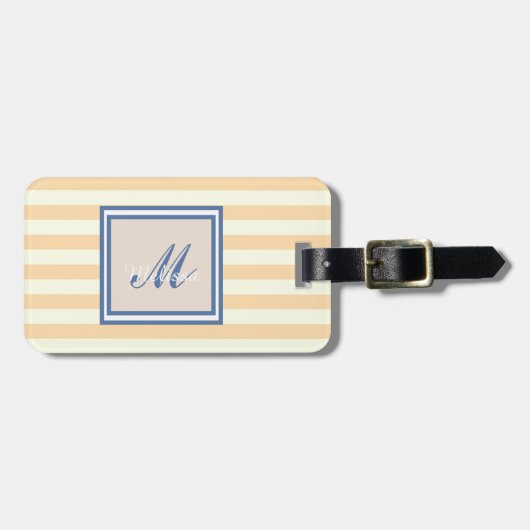Mooie gestreepte monogram-personalisatie bagagelabel (Voorkant horizontaal)