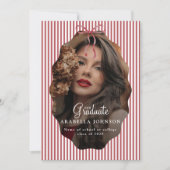 Mooie gestreepte rode strik foto afstudeerfeest aankondiging (Voorkant)