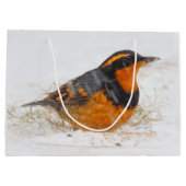 Mooie gevarieerde haast op een sneeuwnende winterd large cadeautasje (Achterkant)