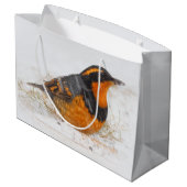 Mooie gevarieerde haast op een sneeuwnende winterd large cadeautasje (Achterkant Gekanteld)