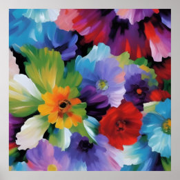 Mooie geverfde bloemen poster