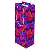 Mooie geverfde harten | VALENTIJNSDAG Wijn Cadeautas (Voorkant Gekanteld)