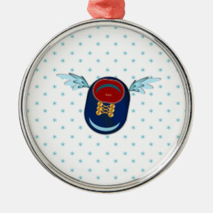 Mooie gevleugelde schoen cartoon & sterren metalen ornament