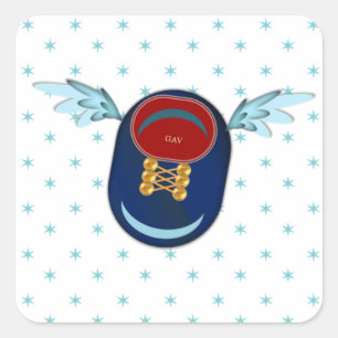 Mooie gevleugelde schoen cartoon & sterren vierkante sticker