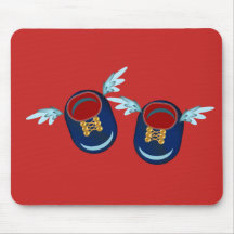 Mooie gevleugelde schoentjes in blauw en rood