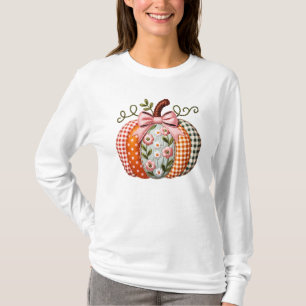 Mooie Gewatteerde Patchwork Patronen Pompoen T-shirt