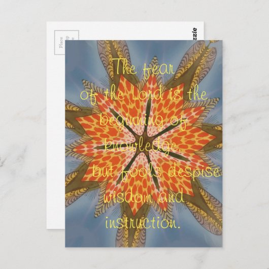 Mooie, geweldige angst voor de Heer is het begin Briefkaart (Voorkant / Achterkant)