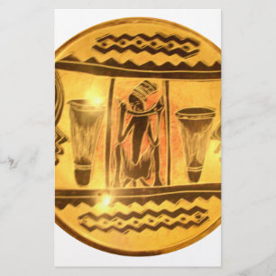 Mooie, geweldige gouden Rode Afrikaanse drummers Briefpapier