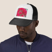 Mooie Geweldige rode bloemen Trucker Pet (In situ)