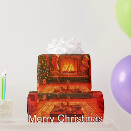 Mooie gezellige kerstbijeenkomst cadeaupapier (Feestgeschenken)