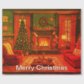 Mooie gezellige kerstbijeenkomst cadeaupapier (Vlak)