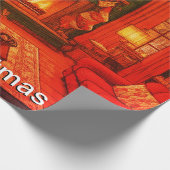 Mooie gezellige kerstbijeenkomst cadeaupapier (Hoek)