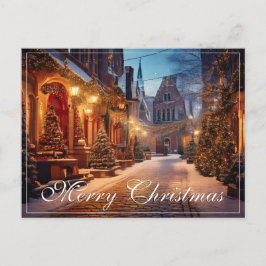 Mooie gezellige kerstmotief in een dromerige oude  feestdagenkaart