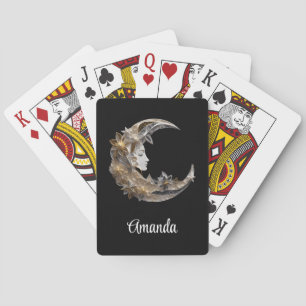 Mooie gezicht in de maan pokerkaarten