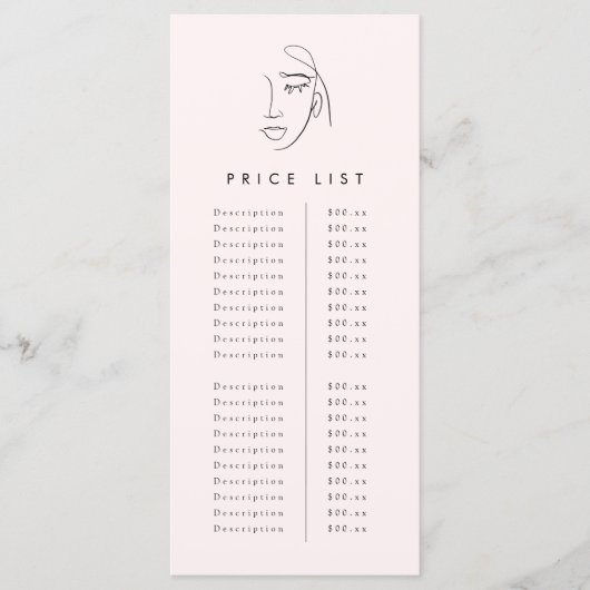 Mooie gezicht prijslijst menu (Voorkant)