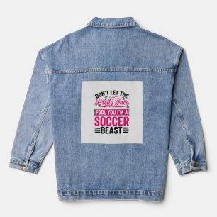 Mooie Gezicht Voetbal Beest Vintage T-shirt Ontwer Denim Jacket