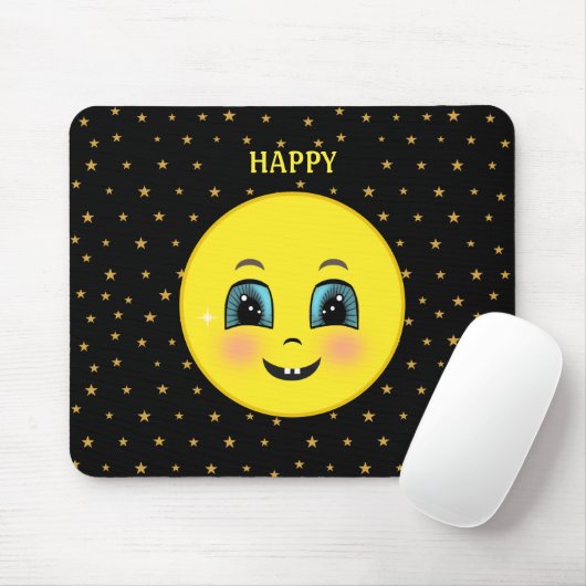 Mooie gezichten en sterren op zwart muismat (Met muis)
