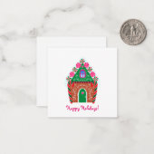 Mooie Gingbread House Mini Kerstmis Notitiekaartje (Voorkant / Achterkant in situ)