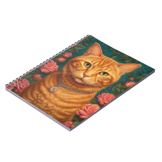 Mooie Ginger Kat en Bloemen Notitieboek (Linkerzijde)