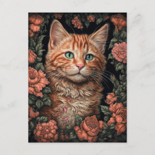 Mooie Ginger Kitten en Flowers Briefkaart