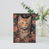Mooie Ginger Kitten en Flowers Briefkaart (Staand voorkant)
