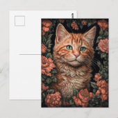 Mooie Ginger Kitten en Flowers Briefkaart (Voorkant / Achterkant)