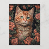 Mooie Ginger Kitten en Flowers Briefkaart (Voorkant)