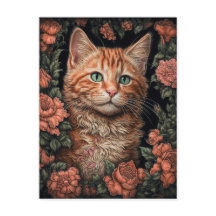 Mooie Ginger Kitten en Flowers Briefkaart